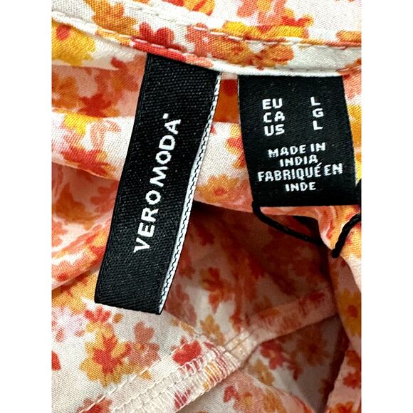 Vero Moda Mini Dress Adjustable Straps Ruffle Hem Floral Print Multicolor L NWT - Picture 9 of 10